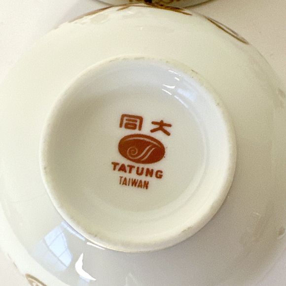 Vintage Royal Tatung Porcelain Asian Rice Bowls 4.5in‎ Saucers Floral Brown Blue - Picture 4 of 4